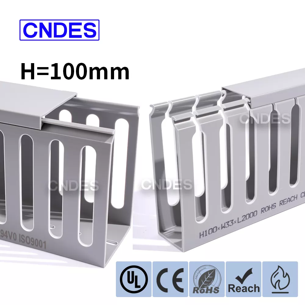 100 mm hoher PVC-Gehäuse-Verdrahtungskanal mit offenem Schlitz